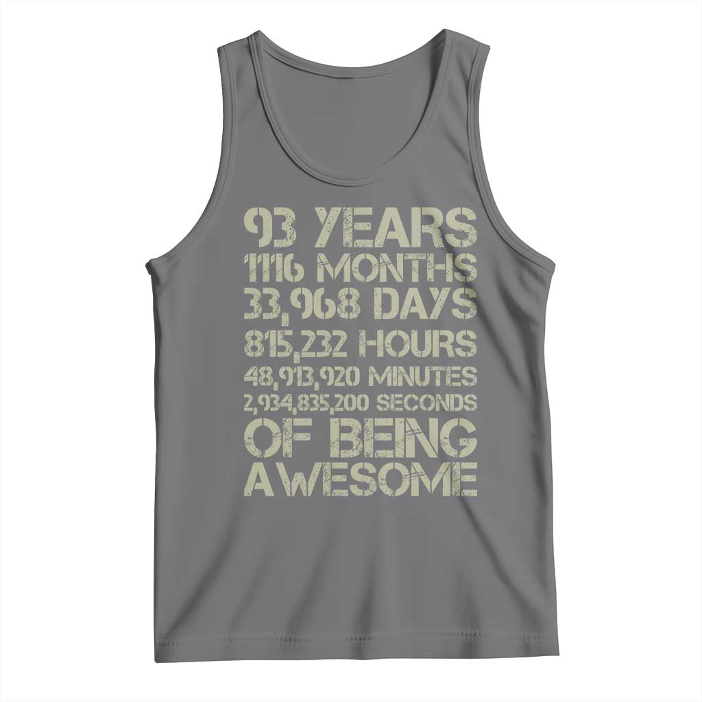 Vintage 93rd Milestone Birthday Tank Top 93 Years Of Being Awesome TS12 Black Heather Print Your Wear