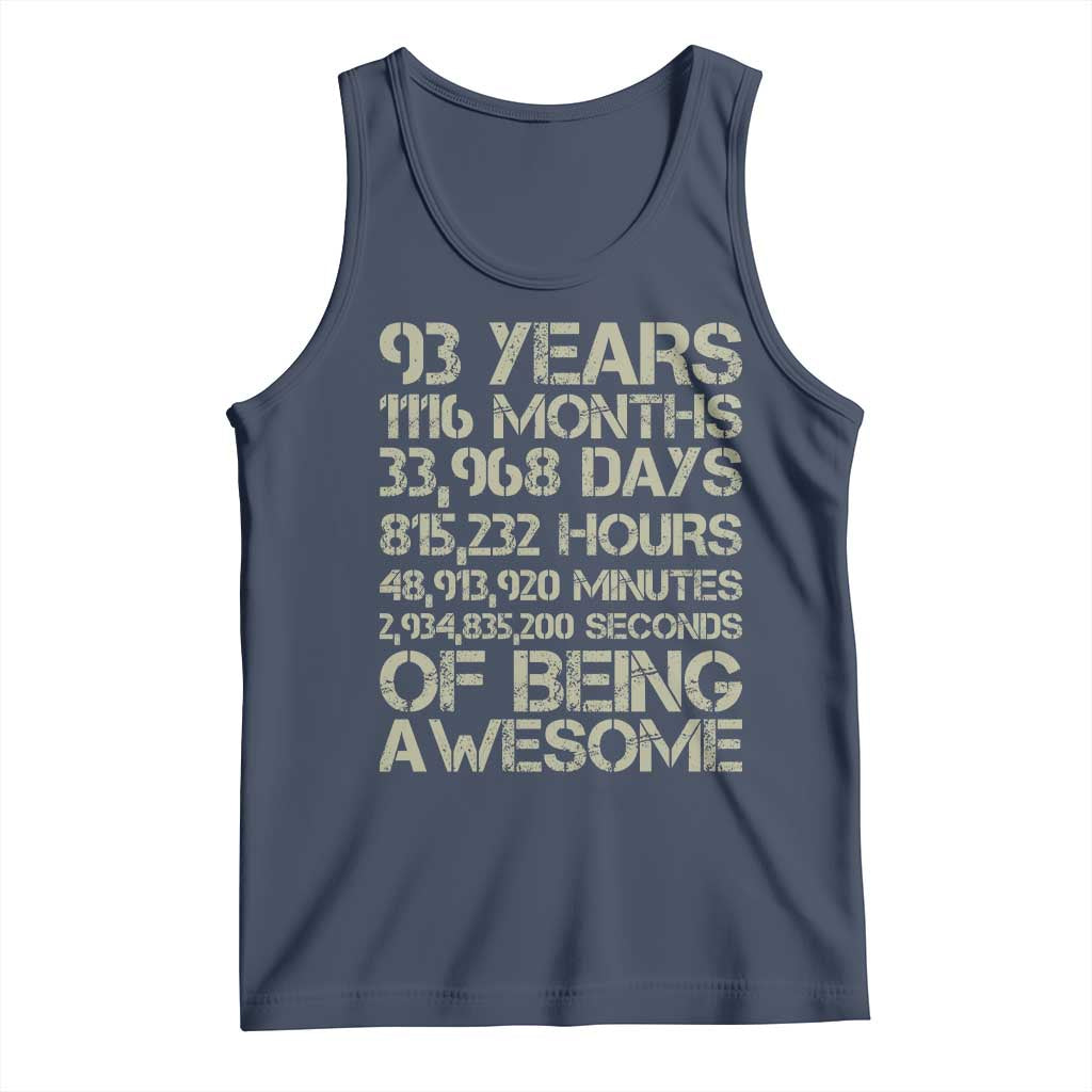 Vintage 93rd Milestone Birthday Tank Top 93 Years Of Being Awesome TS12 Navy Print Your Wear