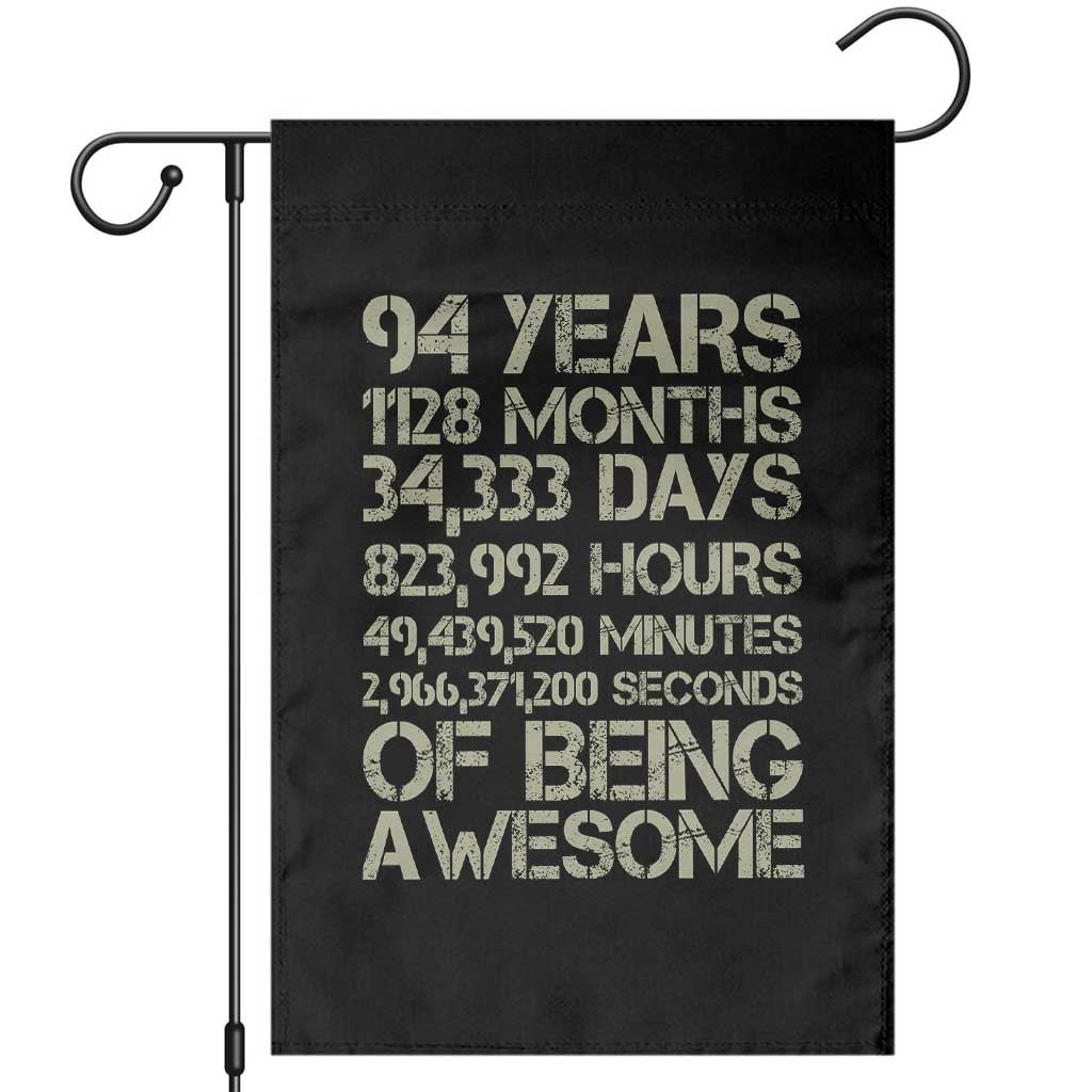 Vintage 94th Milestone Birthday Garden Flag 94 Years Of Being Awesome TS12 Black Print Your Wear