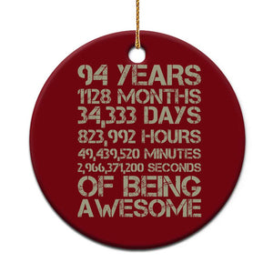 Vintage 94th Milestone Birthday Ceramic Ornament 94 Years Of Being Awesome TS12 1pc Red Print Your Wear