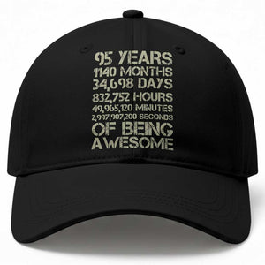 Vintage 95th Milestone Birthday Baseball Cap 95 Years Of Being Awesome TS12 Print Your Wear