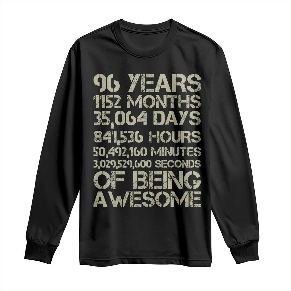 Vintage 96th Milestone Birthday Long Sleeve Shirt 96 Years Of Being Awesome TS12 Black Print Your Wear