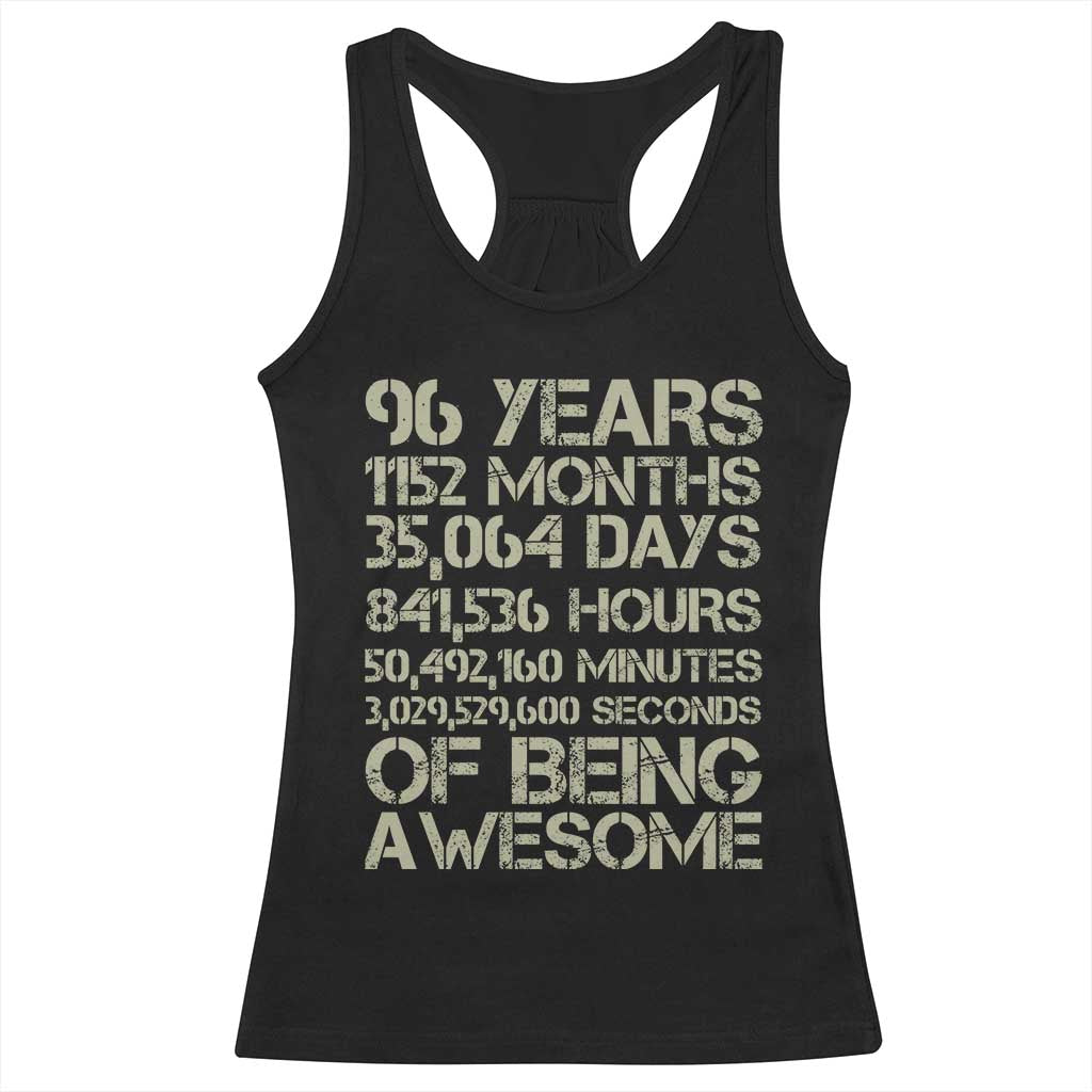 Vintage 96th Milestone Birthday Racerback Tank Top 96 Years Of Being Awesome TS12 Black Print Your Wear