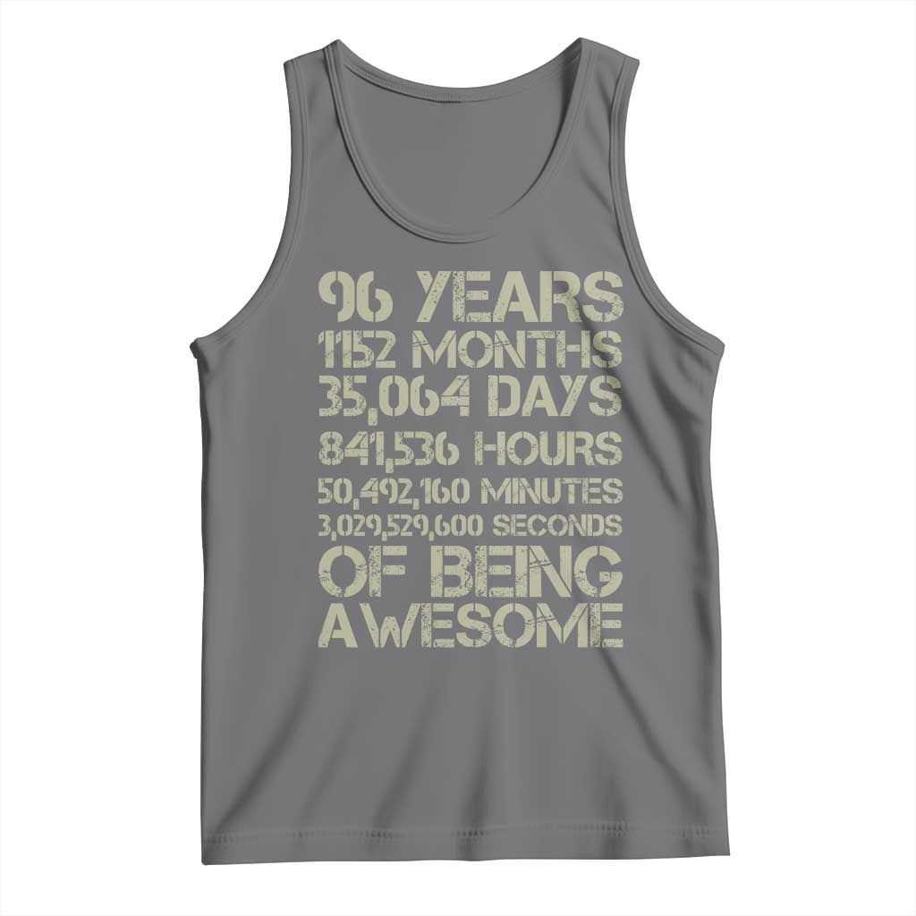 Vintage 96th Milestone Birthday Tank Top 96 Years Of Being Awesome TS12 Black Heather Print Your Wear