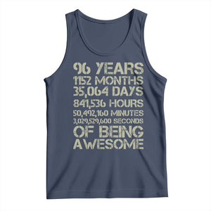 Vintage 96th Milestone Birthday Tank Top 96 Years Of Being Awesome TS12 Navy Print Your Wear
