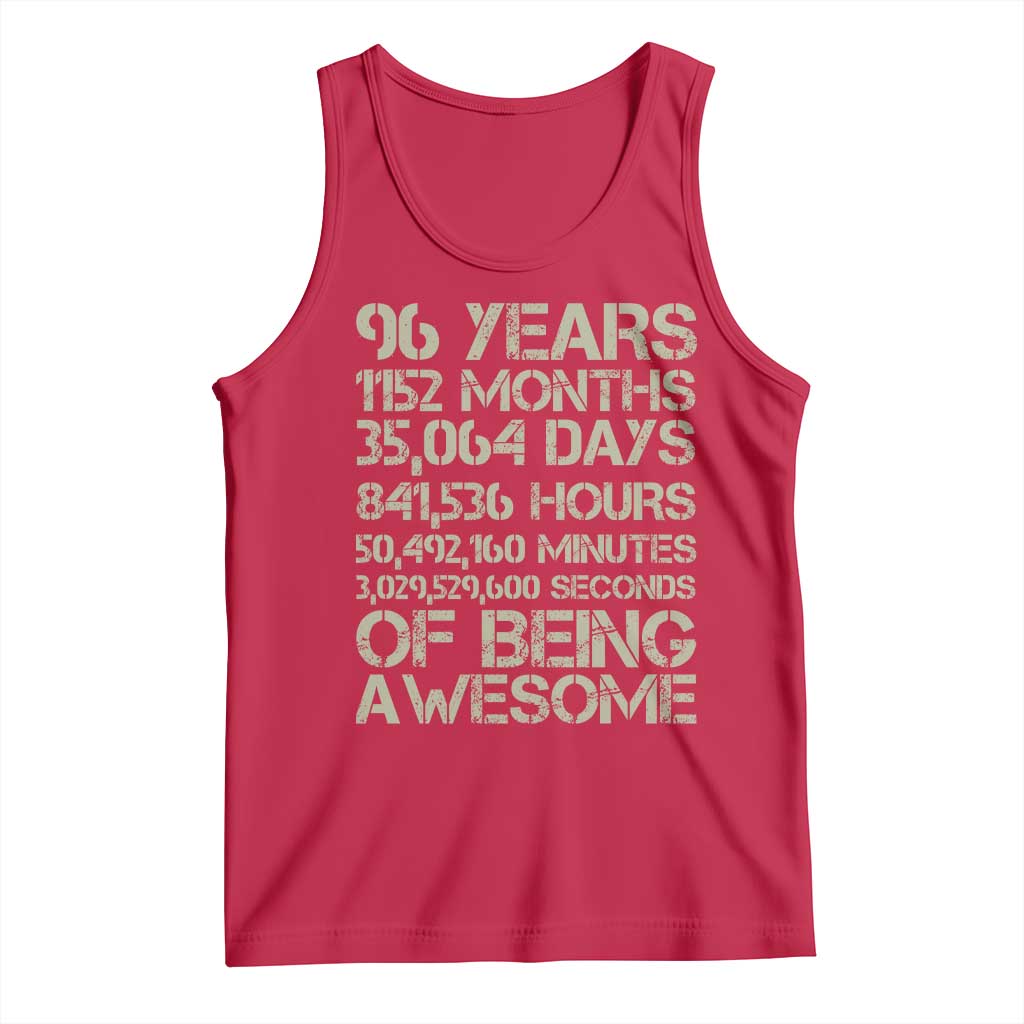 Vintage 96th Milestone Birthday Tank Top 96 Years Of Being Awesome TS12 Red Print Your Wear