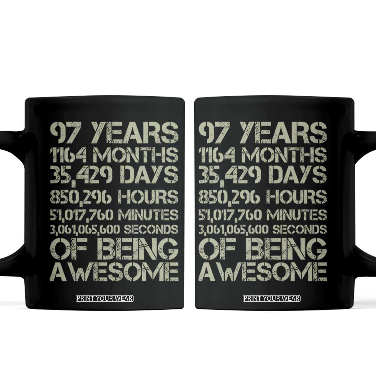 Vintage 97th Milestone Birthday Coffee Mug 97 Years Of Being Awesome TS12 Black Print Your Wear