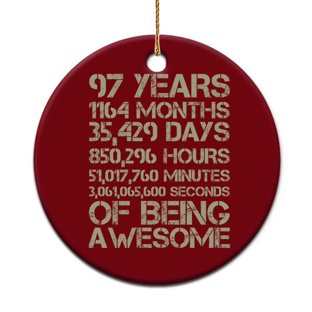 Vintage 97th Milestone Birthday Ceramic Ornament 97 Years Of Being Awesome TS12 1pc Red Print Your Wear