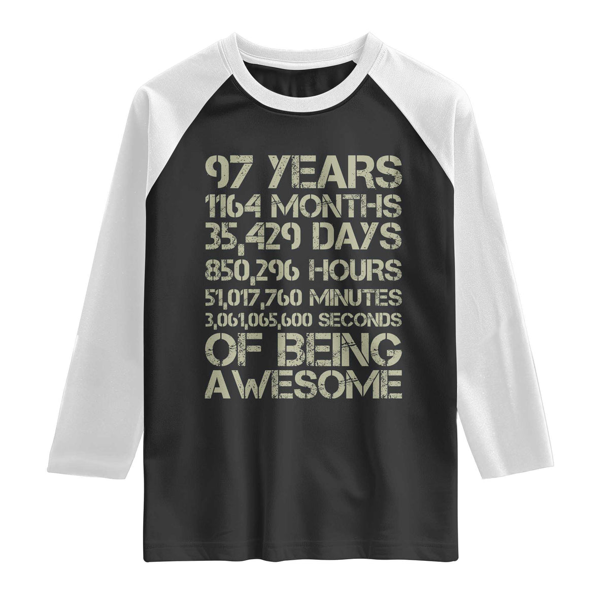 Vintage 97th Milestone Birthday Raglan Shirt 97 Years Of Being Awesome TS12 Black White Print Your Wear