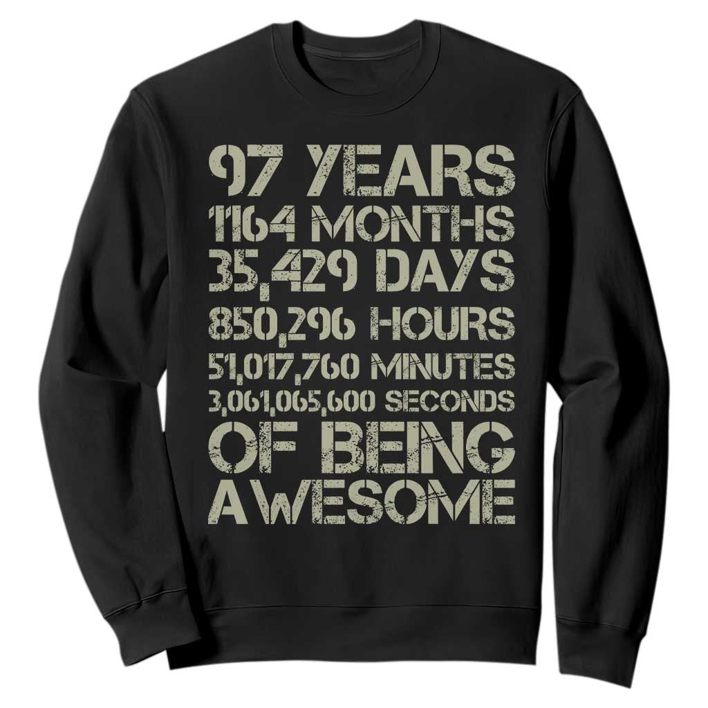 Vintage 97th Milestone Birthday Sweatshirt 97 Years Of Being Awesome TS12 Black Print Your Wear