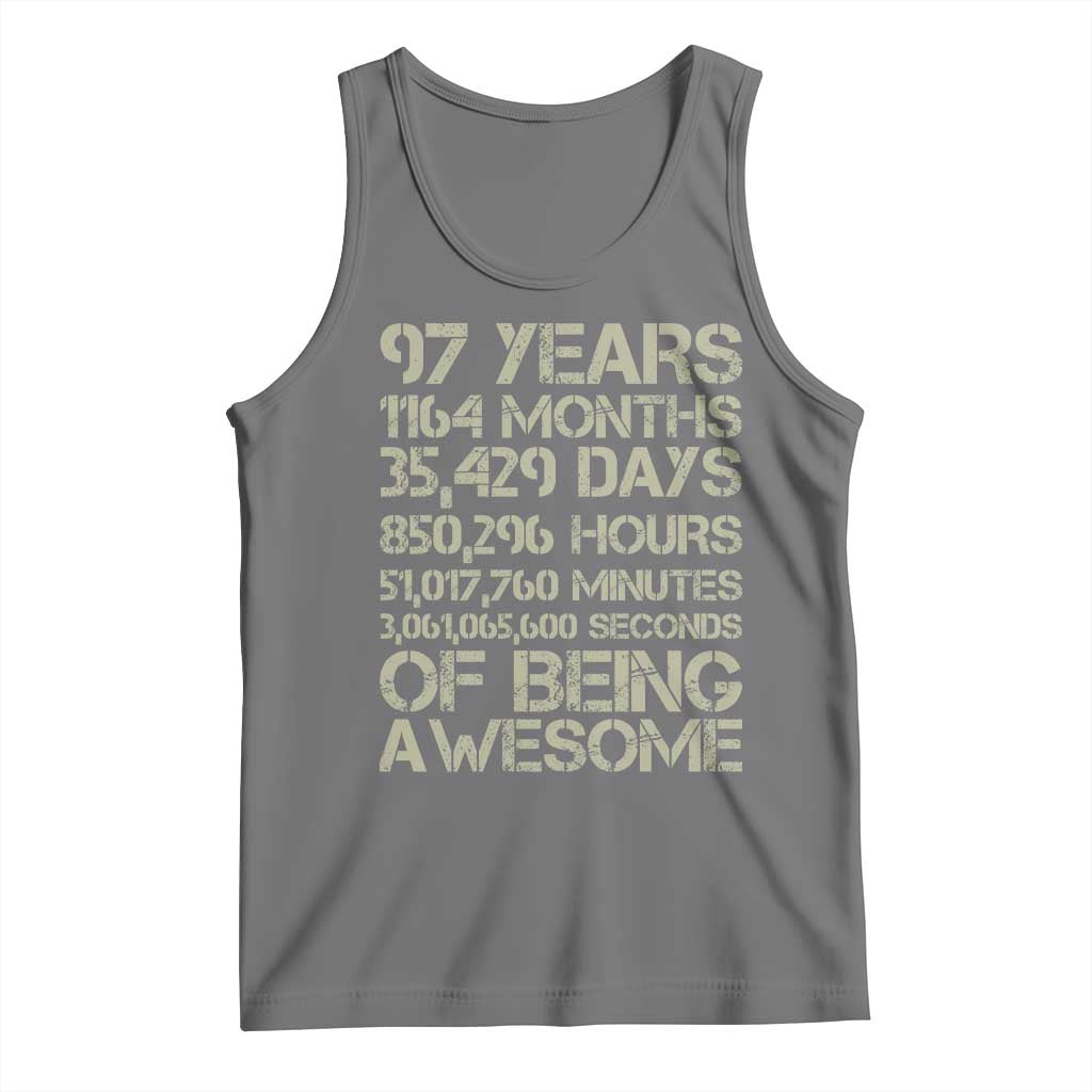 Vintage 97th Milestone Birthday Tank Top 97 Years Of Being Awesome TS12 Black Heather Print Your Wear