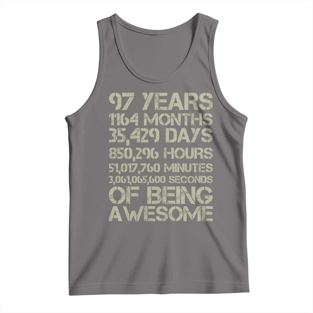 Vintage 97th Milestone Birthday Tank Top 97 Years Of Being Awesome TS12 Deep Heather Print Your Wear