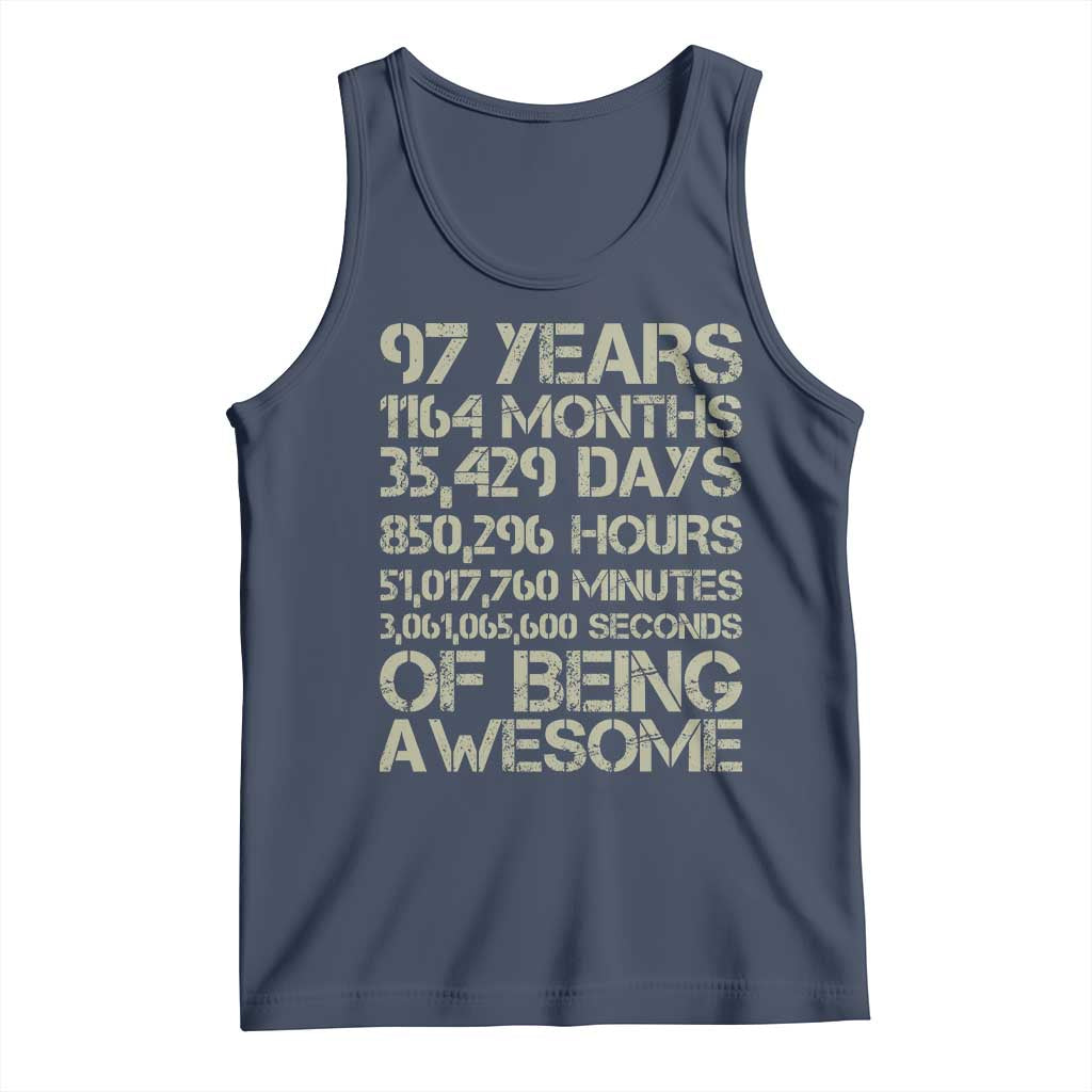 Vintage 97th Milestone Birthday Tank Top 97 Years Of Being Awesome TS12 Navy Print Your Wear