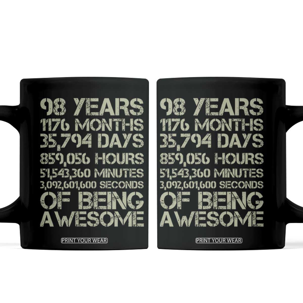 Vintage 98th Milestone Birthday Coffee Mug 98 Years Of Being Awesome TS12 Black Print Your Wear