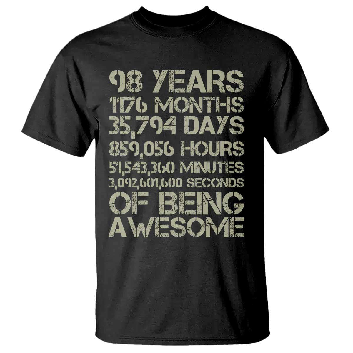 Vintage 98th Milestone Birthday T Shirt 98 Years Of Being Awesome TS12 Black Print Your Wear
