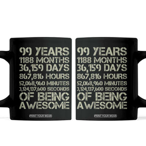 Vintage 99th Milestone Birthday Coffee Mug 99 Years Of Being Awesome TS12 Black Print Your Wear