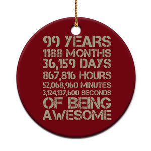 Vintage 99th Milestone Birthday Ceramic Ornament 99 Years Of Being Awesome TS12 1pc Red Print Your Wear