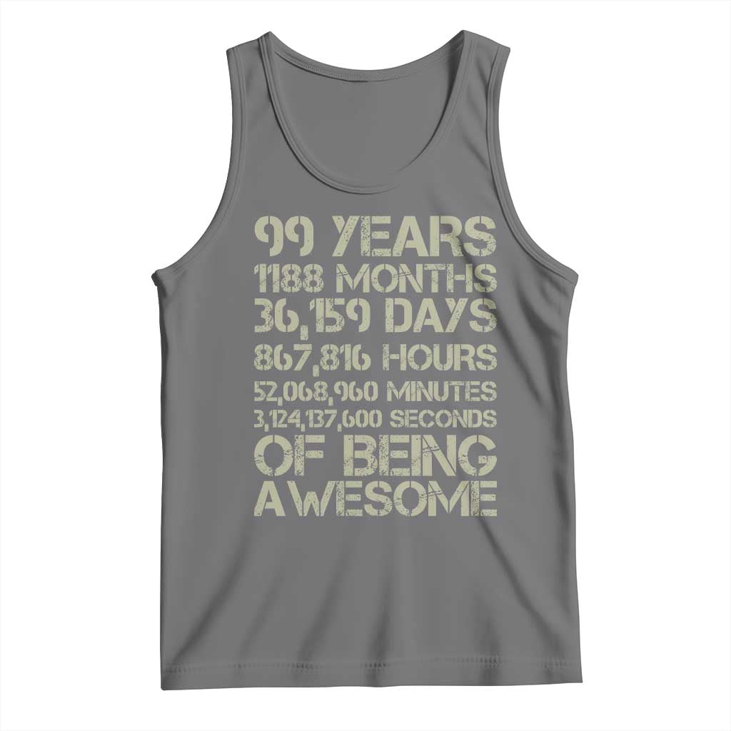 Vintage 99th Milestone Birthday Tank Top 99 Years Of Being Awesome TS12 Black Heather Print Your Wear