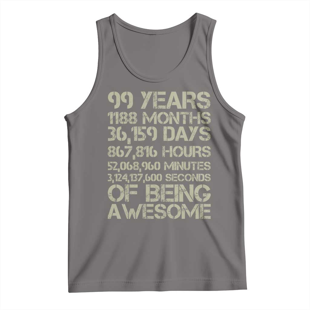 Vintage 99th Milestone Birthday Tank Top 99 Years Of Being Awesome TS12 Deep Heather Print Your Wear