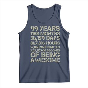 Vintage 99th Milestone Birthday Tank Top 99 Years Of Being Awesome TS12 Navy Print Your Wear