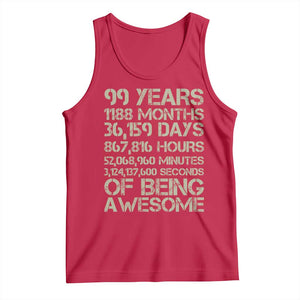 Vintage 99th Milestone Birthday Tank Top 99 Years Of Being Awesome TS12 Red Print Your Wear