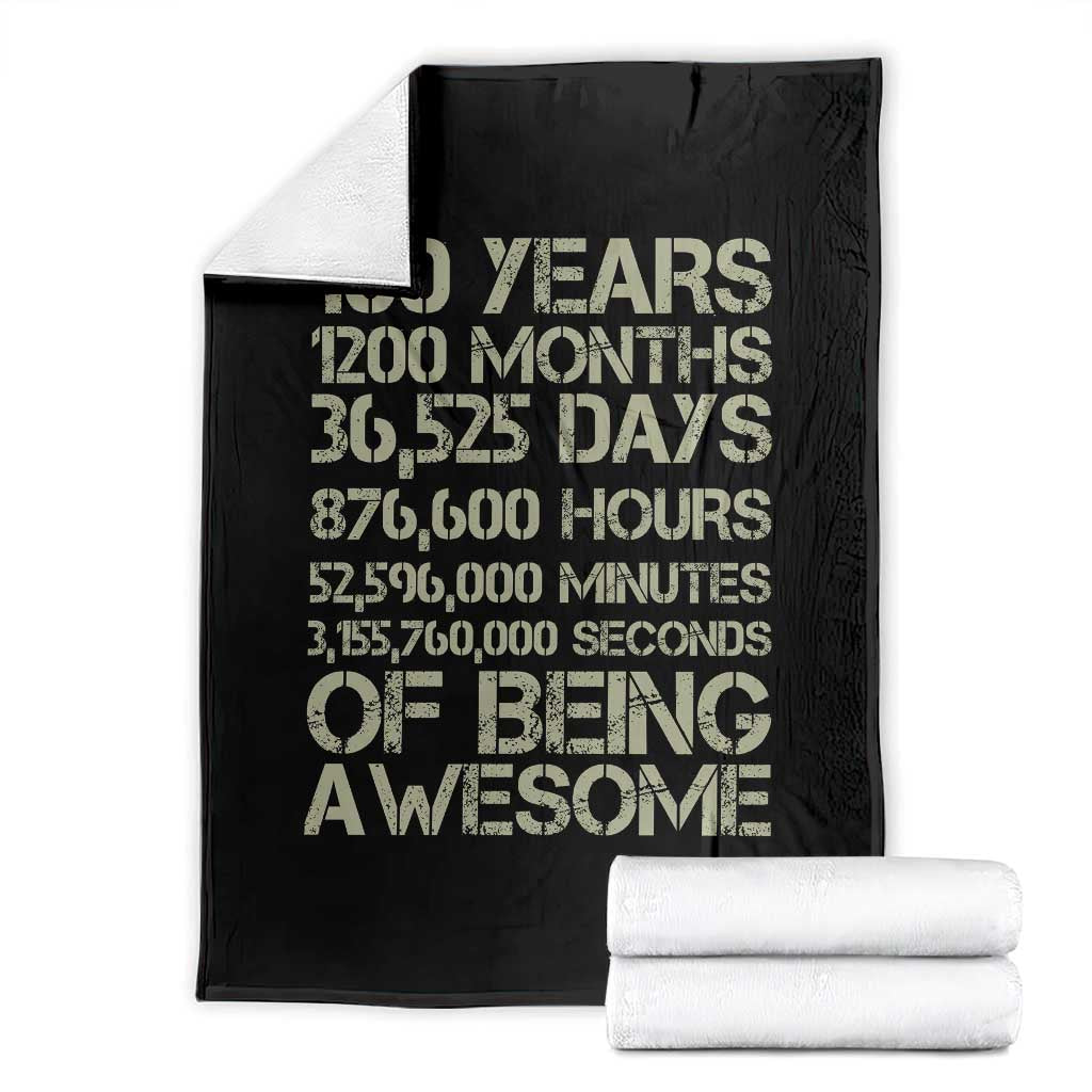 Vintage 100th Milestone Birthday Throw Blanket 100 Years Of Being Awesome TS12 Black Print Your Wear