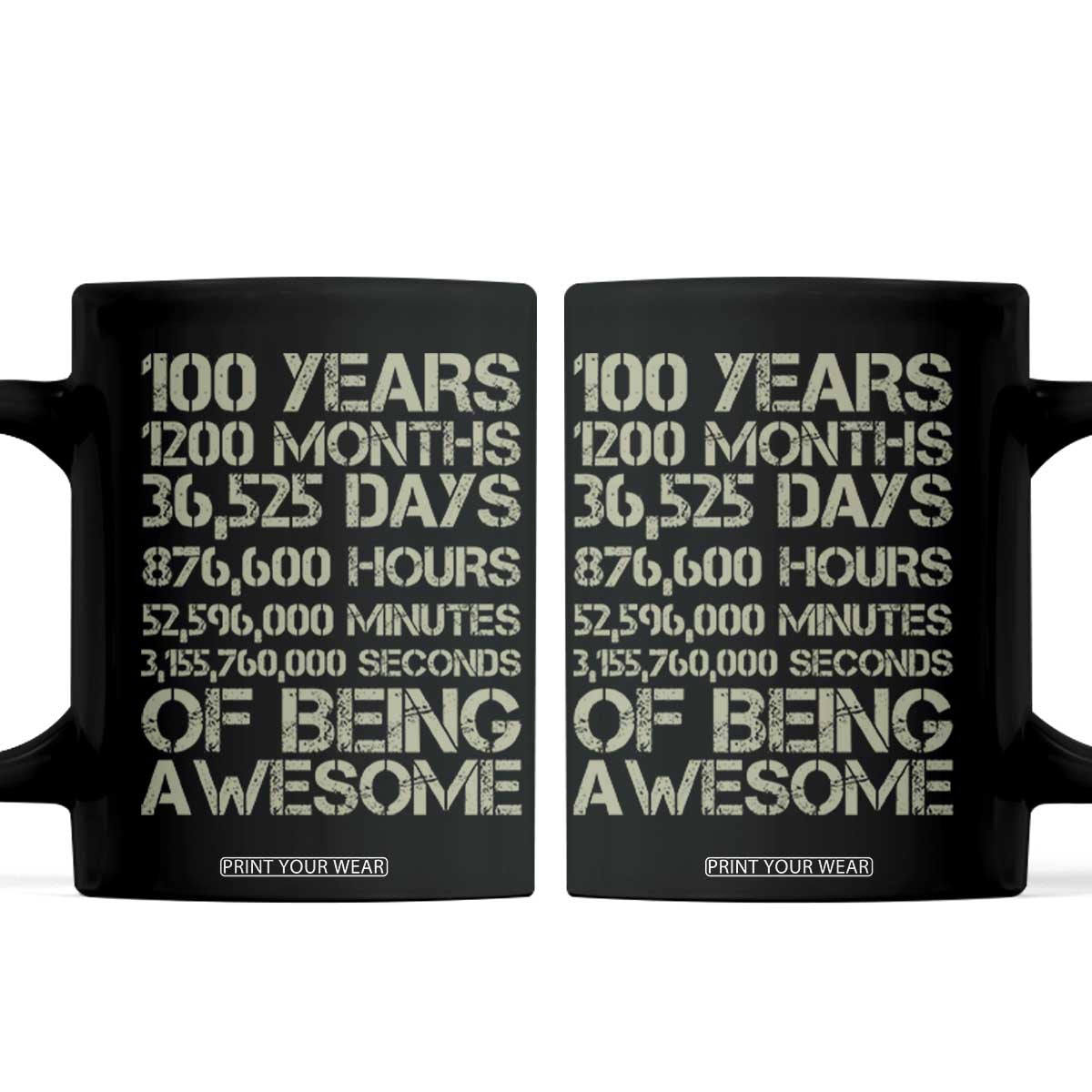Vintage 100th Milestone Birthday Coffee Mug 100 Years Of Being Awesome TS12 Black Print Your Wear