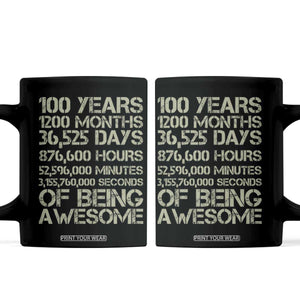 Vintage 100th Milestone Birthday Coffee Mug 100 Years Of Being Awesome TS12 Black Print Your Wear