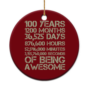 Vintage 100th Milestone Birthday Ceramic Ornament 100 Years Of Being Awesome TS12 1pc Red Print Your Wear
