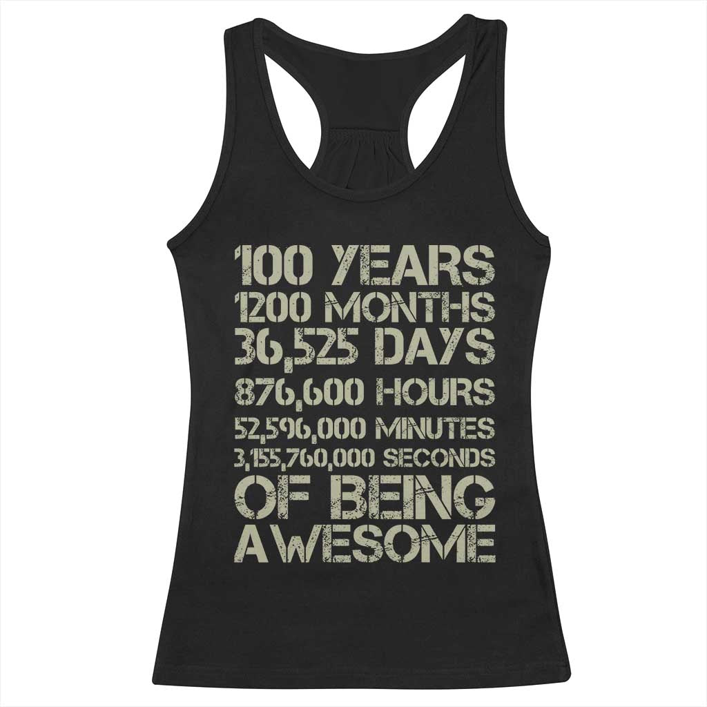 Vintage 100th Milestone Birthday Racerback Tank Top 100 Years Of Being Awesome TS12 Black Print Your Wear