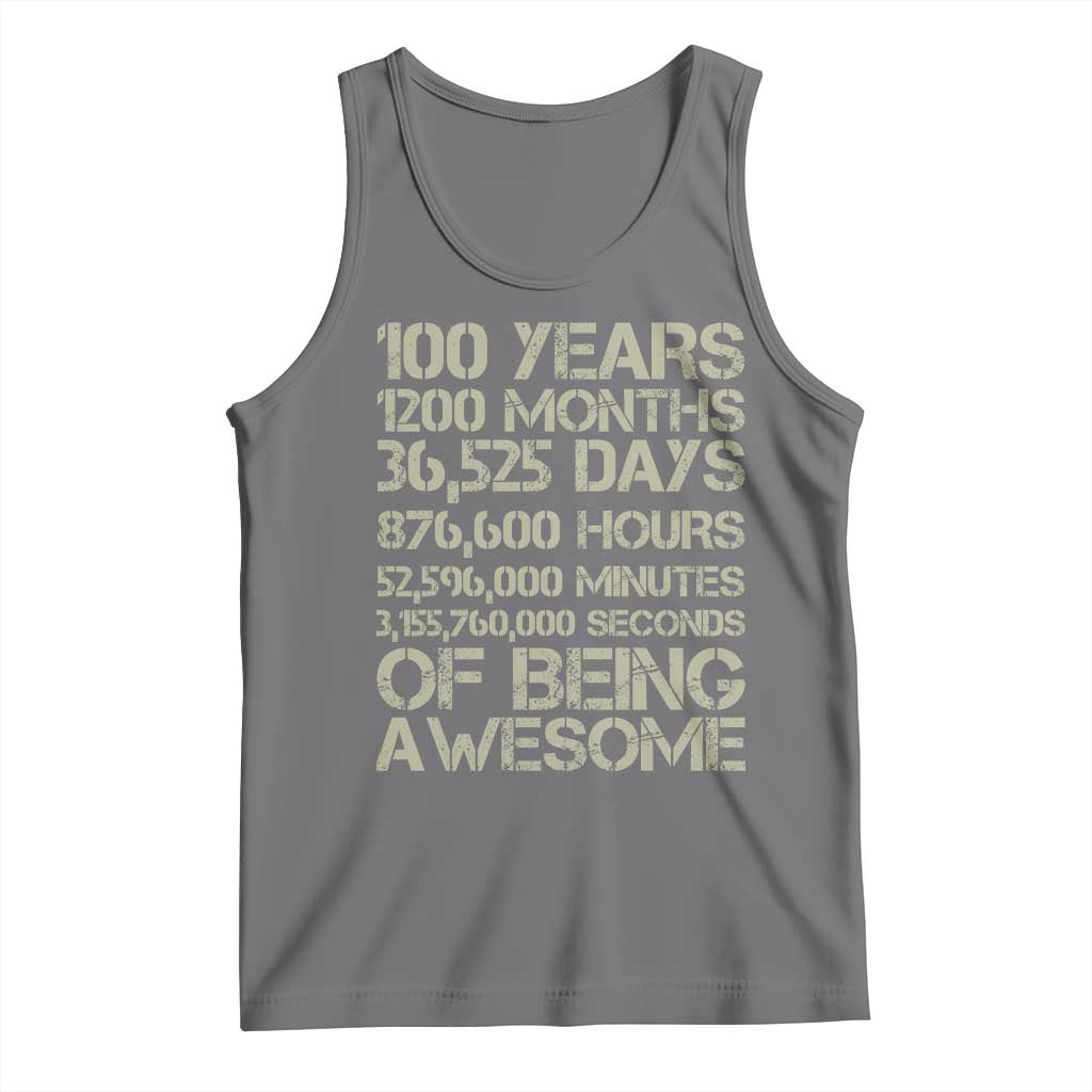 Vintage 100th Milestone Birthday Tank Top 100 Years Of Being Awesome TS12 Black Heather Print Your Wear