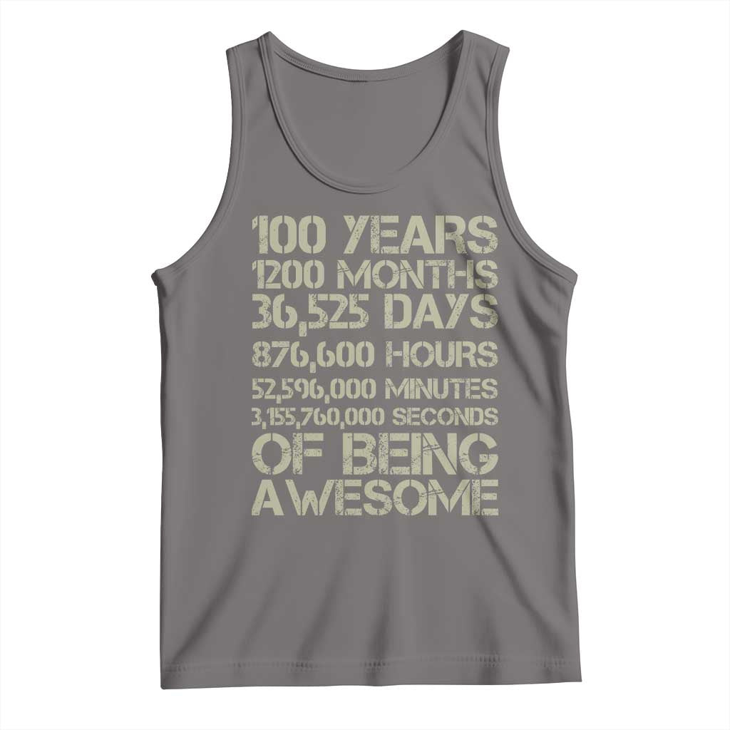 Vintage 100th Milestone Birthday Tank Top 100 Years Of Being Awesome TS12 Deep Heather Print Your Wear