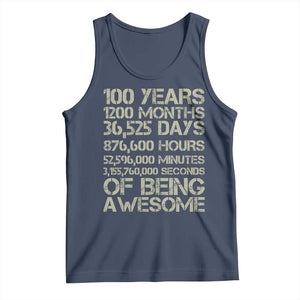 Vintage 100th Milestone Birthday Tank Top 100 Years Of Being Awesome TS12 Navy Print Your Wear