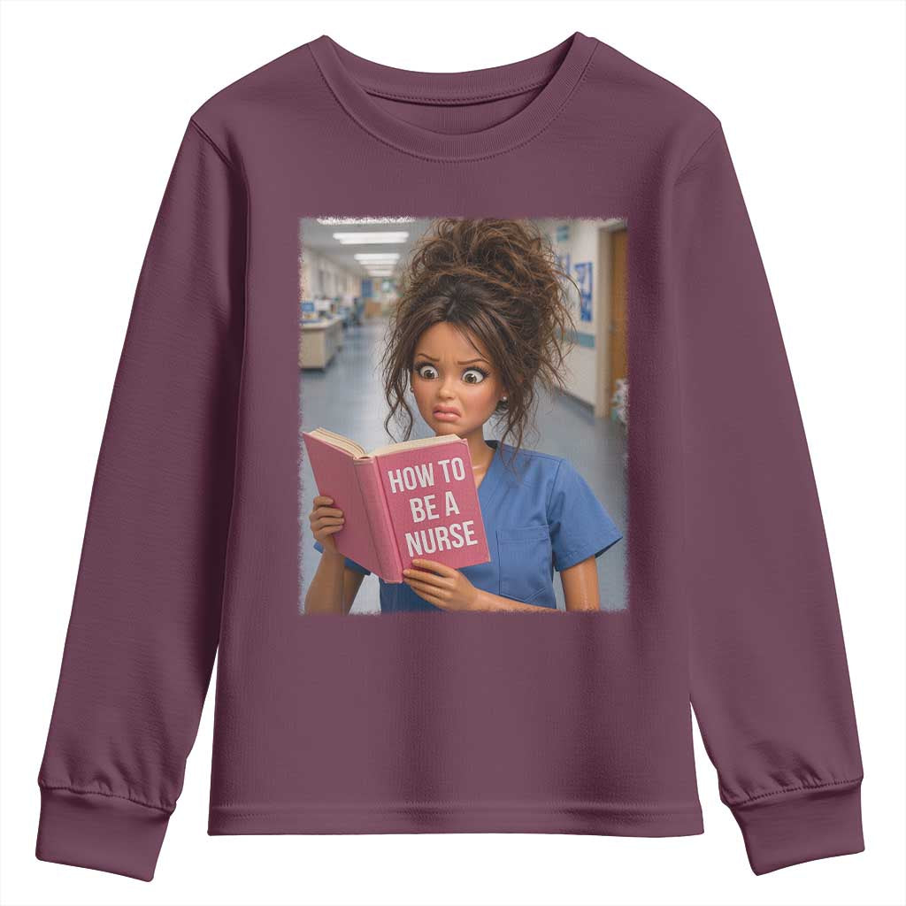 Funny Nursing Student Doll Face Meme Youth Sweatshirt Future Nurse Gift TS12 Maroon Print Your Wear