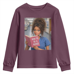Funny Nursing Student Doll Face Meme Youth Sweatshirt Future Nurse Gift TS12 Maroon Print Your Wear