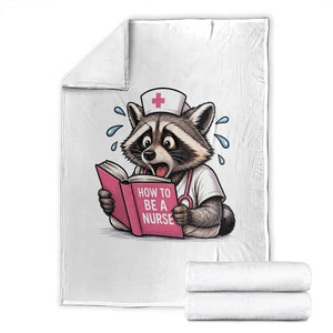 Funny Raccoon Nursing Student Healthcare Gift Throw Blanket TS12 White Print Your Wear