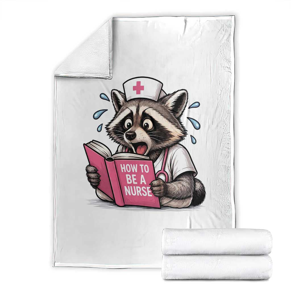 Funny Raccoon Nursing Student Healthcare Gift Throw Blanket TS12 White Print Your Wear