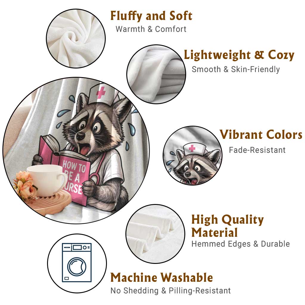 Funny Raccoon Nursing Student Healthcare Gift Throw Blanket TS12 Print Your Wear