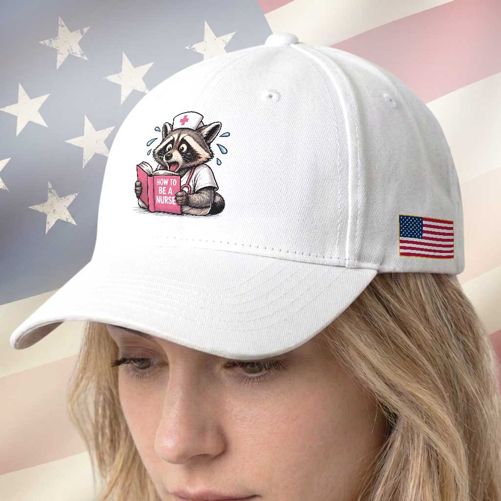 Funny Raccoon Nursing Student Healthcare Gift Baseball Cap TS12 Print Your Wear