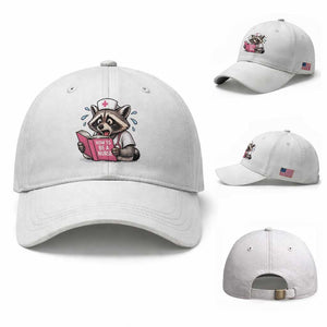 Funny Raccoon Nursing Student Healthcare Gift Baseball Cap TS12 Baseball Cap Universal Fit White Print Your Wear