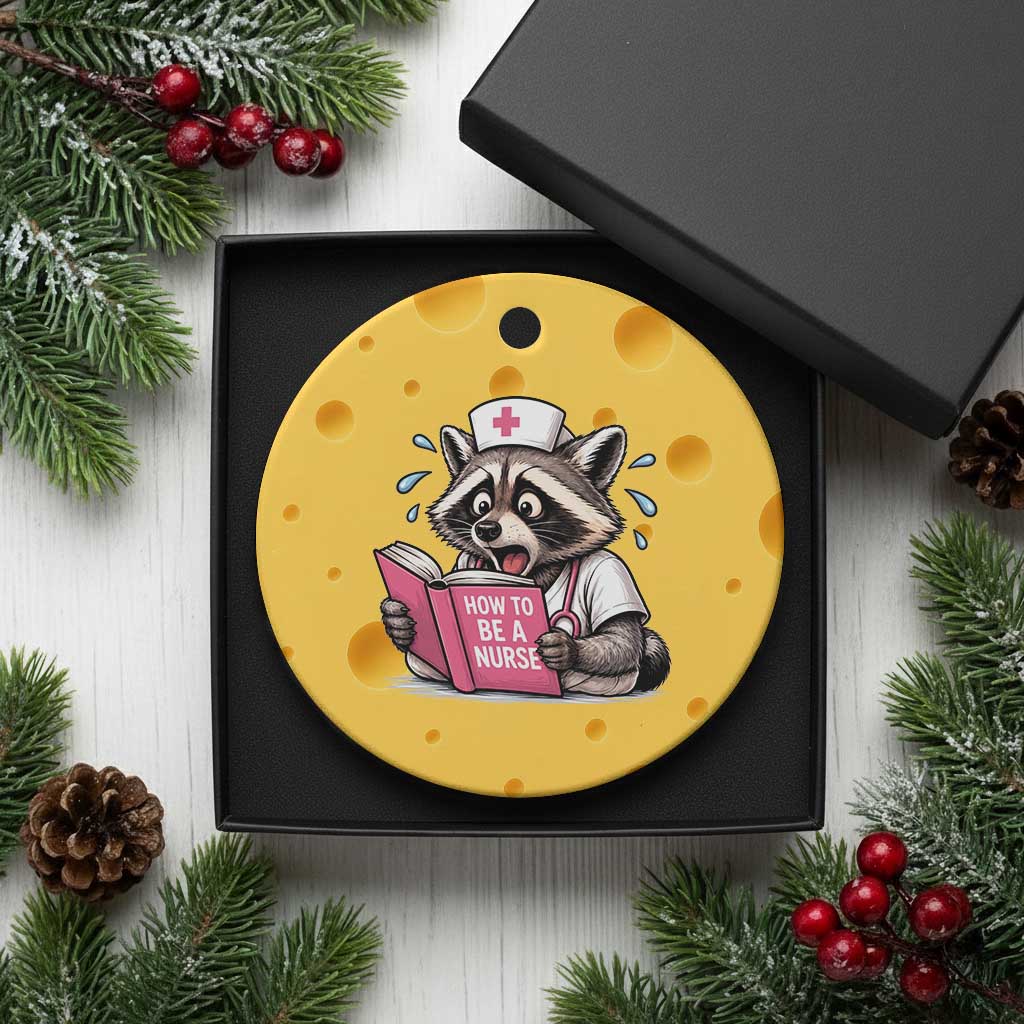 Funny Raccoon Nursing Student Healthcare Gift Ceramic Ornament TS12 1pc Yellow Cheese Print Your Wear