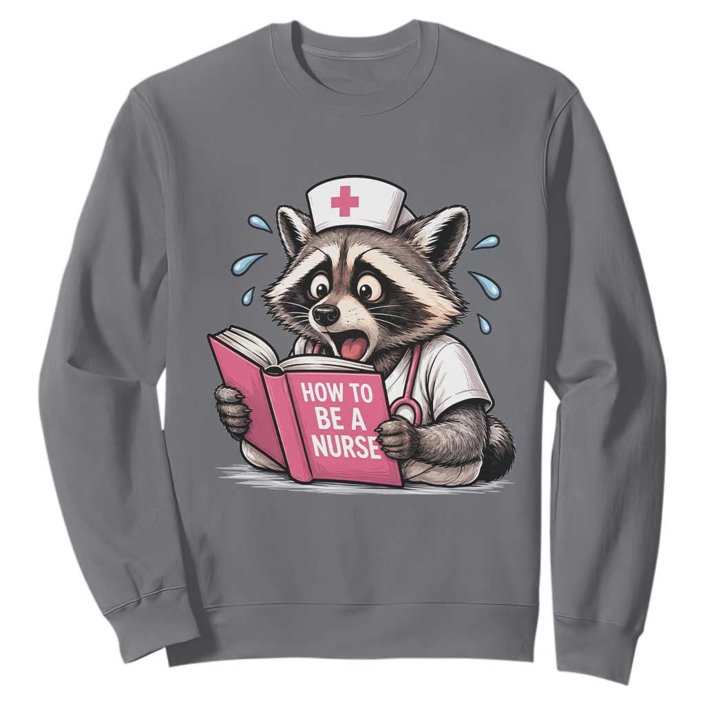 Funny Raccoon Nursing Student Healthcare Gift Sweatshirt TS12 Charcoal Print Your Wear