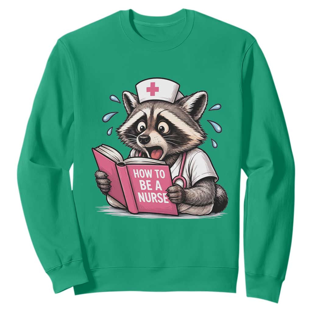 Funny Raccoon Nursing Student Healthcare Gift Sweatshirt TS12 Irish Green Print Your Wear