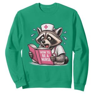 Funny Raccoon Nursing Student Healthcare Gift Sweatshirt TS12 Irish Green Print Your Wear