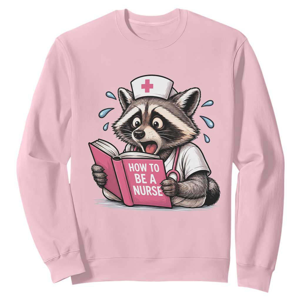 Funny Raccoon Nursing Student Healthcare Gift Sweatshirt TS12 Light Pink Print Your Wear