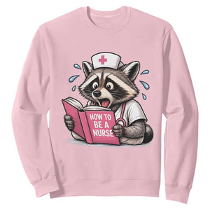 Funny Raccoon Nursing Student Healthcare Gift Sweatshirt TS12 Light Pink Print Your Wear