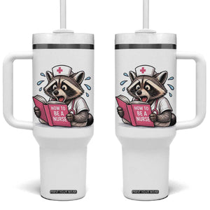 Funny Raccoon Nursing Student Healthcare Gift Tumbler With Handle TS12 One Size: 40 oz White Print Your Wear