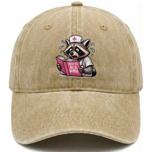 Funny Raccoon Nursing Student Healthcare Gift Washed Cotton Baseball Cap TS12 Print Your Wear