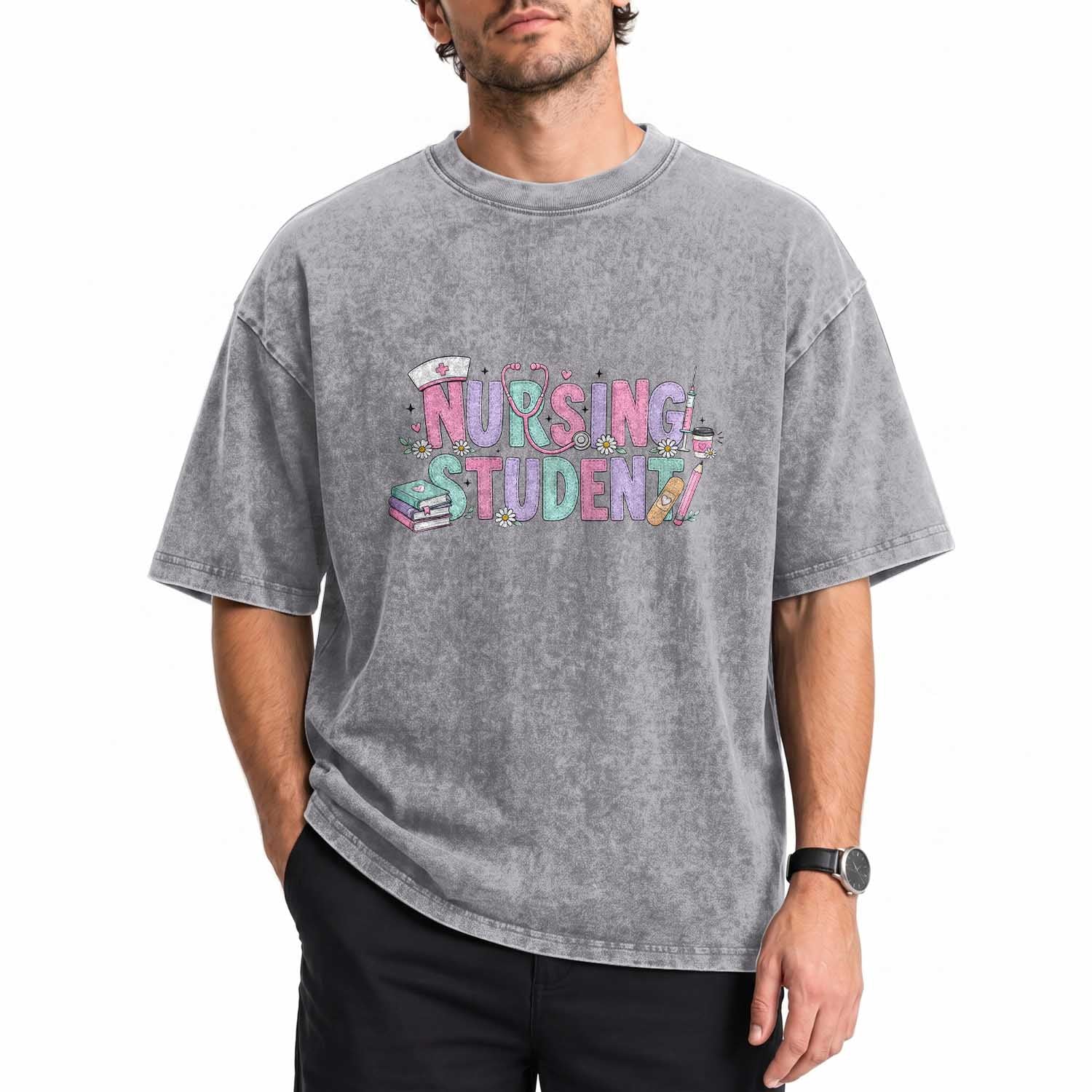 Pastel Nursing Student Medical School Gift Washed Cotton T-Shirt