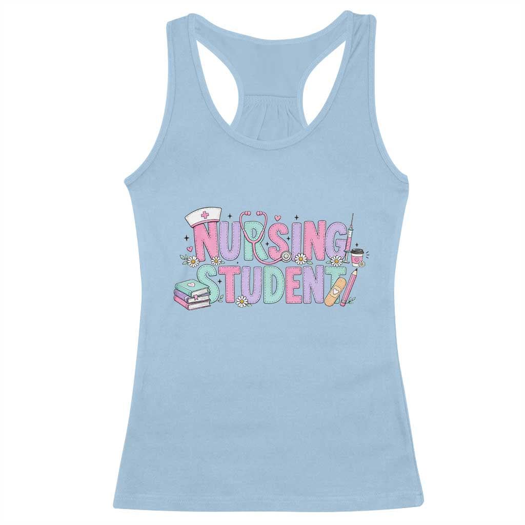 Pastel Nursing Student Medical School Gift Racerback Tank Top TS12 Light Blue Print Your Wear
